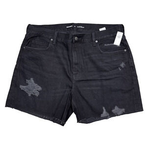 Old Navy Womens 16 Black Denim High Rise Slouchy Straight Shorts NWT
